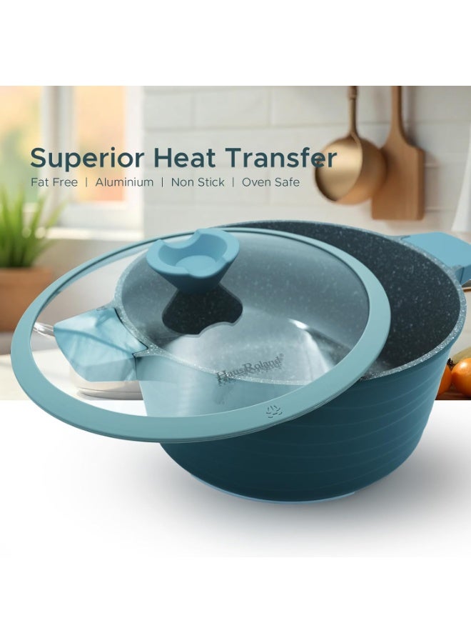 HausRoland Casserole 12L Green Granite Nonstick Cookware with Lids Die-Cast Aluminum Induction & Oven Safe PFOA/PTFE-Free Kitchen Utensil Durable Scratch-safe Pots Pans for Cooking (Sauce Pot 12L) - Image 3